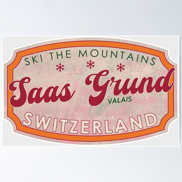 Artikelvorschau, Saas Grund, Schweiz, Wallis, Skifahren, strukturiertes Skiabzeichen entworfen und verkauft von Wanderful-roads.