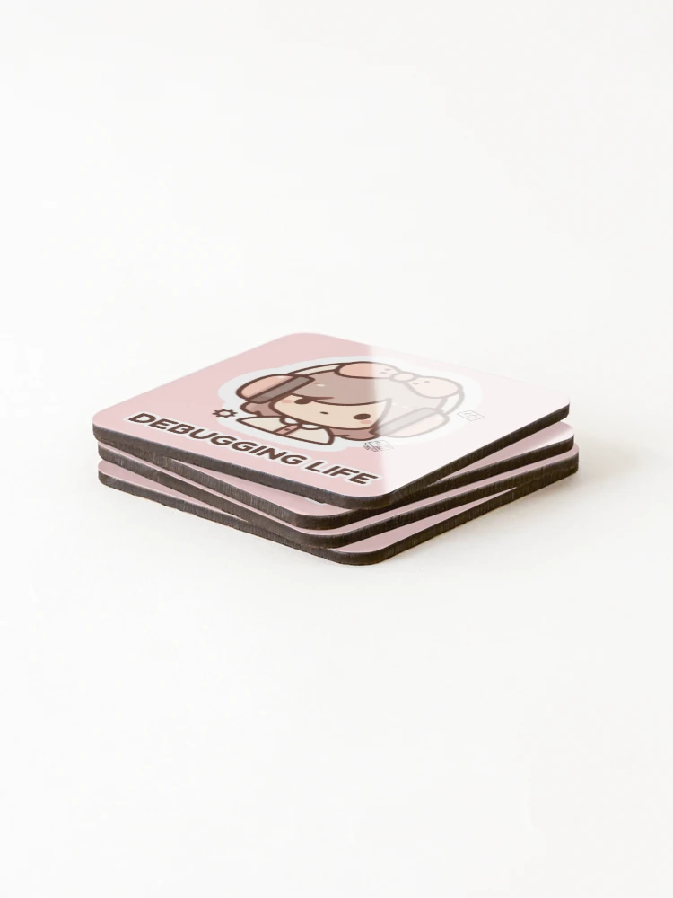 Thumbnail 4 of 5, Coasters (Set of 4), Debugging Life – Funny Programmer & Tech Sticker designed and sold by CtrlSlayStudio.