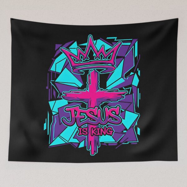 Item preview, Jesus Is King Graffiti Neon Cross Streetwear designed and sold by MarCinu Art.