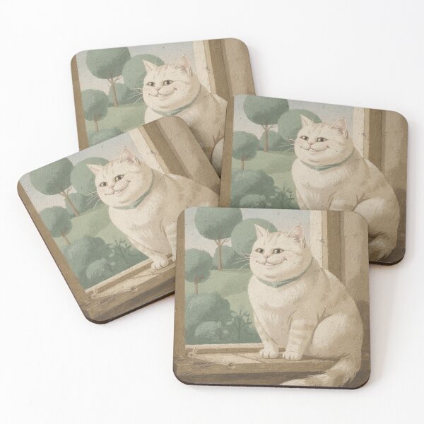 Item preview, Smug Medieval Cat Portrait - Folk Art Humor designed and sold by PictorialWhimsy.