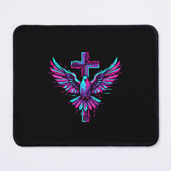 Item preview, Futuristic Glitch Christian Cross Dove Neon 2026 designed and sold by MarCinu Art.