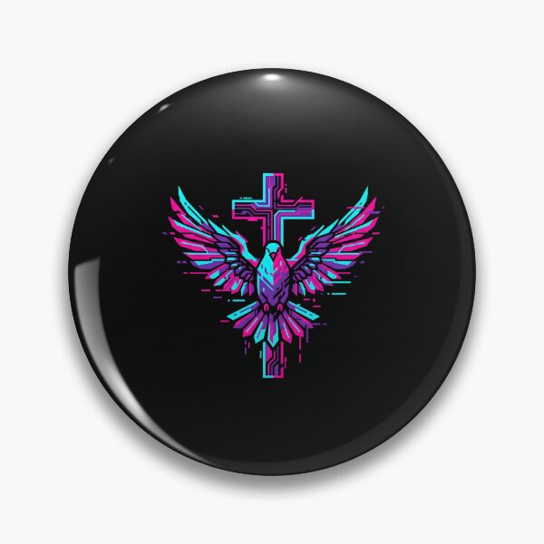 Item preview, Futuristic Glitch Christian Cross Dove Neon 2026 designed and sold by MarCinu Art.