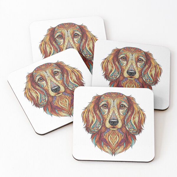 Item preview, Intricate Long Haired Dachshund designed and sold by PaintedbyCarol.