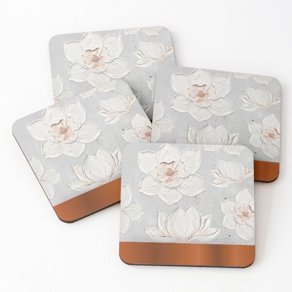 Item preview, White Magnolia Painting Orange Copper Metal  designed and sold by TackyTime.