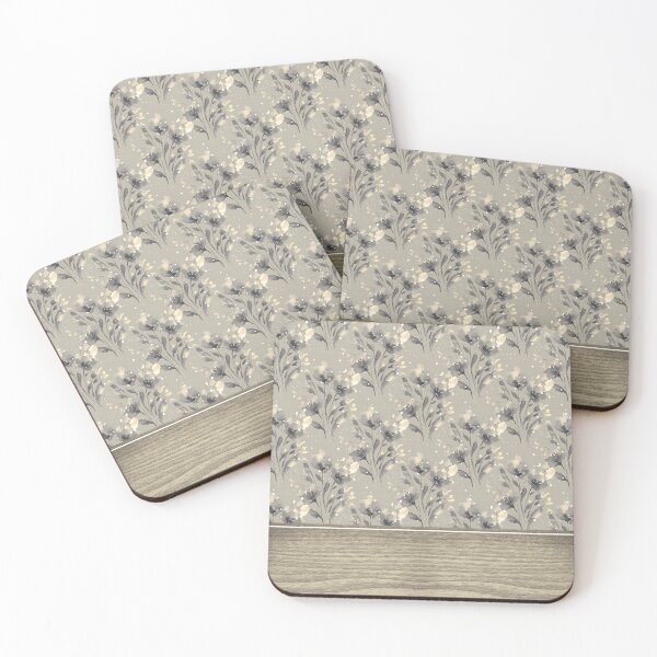 Item preview, Gray Shabby Chic Floral Pattern Wood Grain  designed and sold by TackyTime.