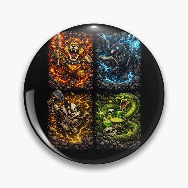 Item preview, Elemental Animal Warriors – Fire Lion, Storm Raven, Thunder Panda & Venom Serpent Fantasy Art designed and sold by MovieBuffs3000.