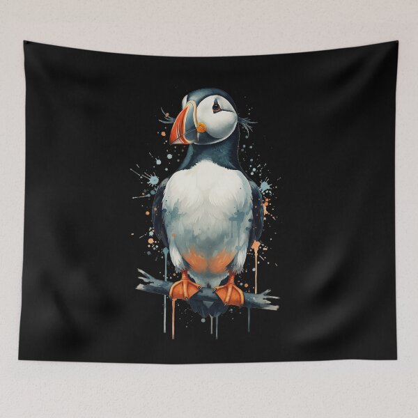 Item preview, Puffin Watercolor Splatter Art - Scottish Coastal Wildlife designed and sold by Loom on the Loch.