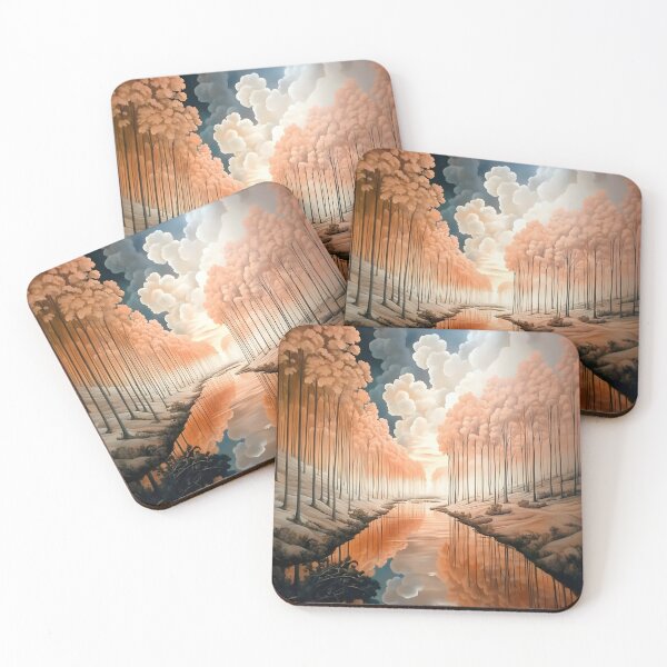 Item preview, Whimsy Landscape Serene River Reflecting Soft Pink Forest designed and sold by Shoot-The-Moon.