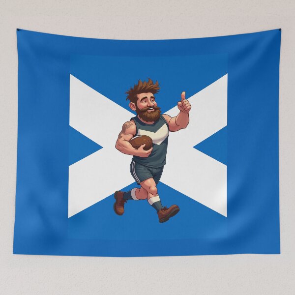 Item preview, A Cheerful Scottish Rugby Player designed and sold by taiche.