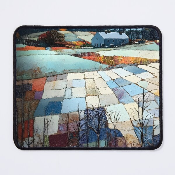 Item preview, Colourful Countryside Landscape Fields Beneath Quiet Farmhouse designed and sold by Shoot-The-Moon.