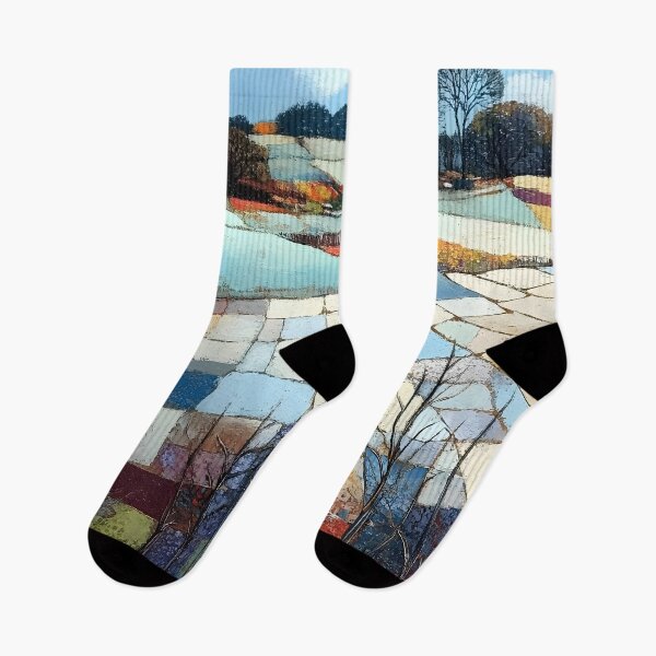 Item preview, Colourful Countryside Landscape Fields Beneath Quiet Farmhouse designed and sold by Shoot-The-Moon.