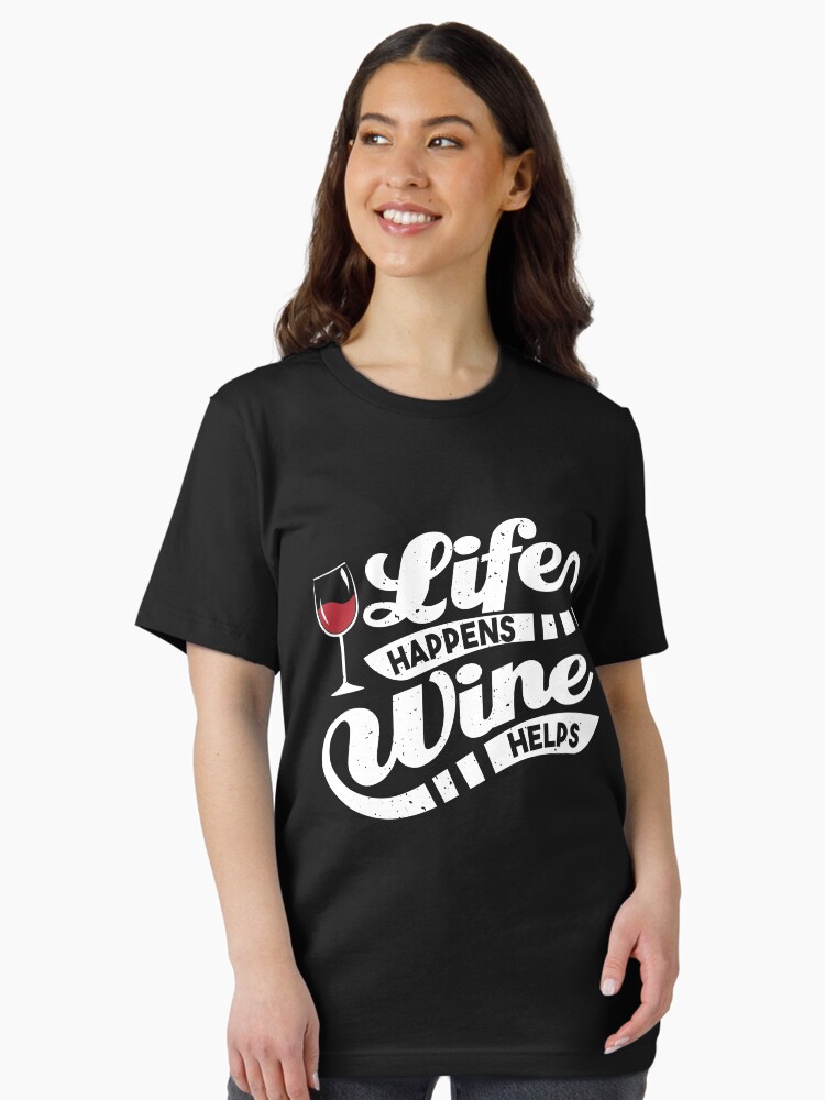 Thumbnail 2 von 7, Essential T-Shirt, Life Happens Wine Helps - Funny Wine Quote Gift designt und verkauft von yeoys.