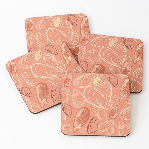 Item preview, Maximalist Mussels in coral pink designed and sold by LisaLeQuelenec.