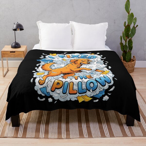 Item preview, Golden Retriever Fixing The Fluffy Living Room Pillow designed and sold by Tong4130.