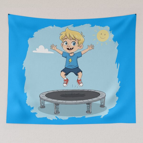 Item preview, Bouno the Happy Boy Jumping on Trampoline designed and sold by BounoWorld.