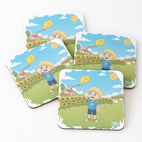 Item preview, Bouno Flying a Kite - Sunny Spring Day Cartoon designed and sold by BounoWorld.