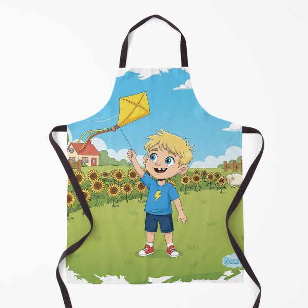 Item preview, Bouno Flying a Kite - Sunny Spring Day Cartoon designed and sold by BounoWorld.
