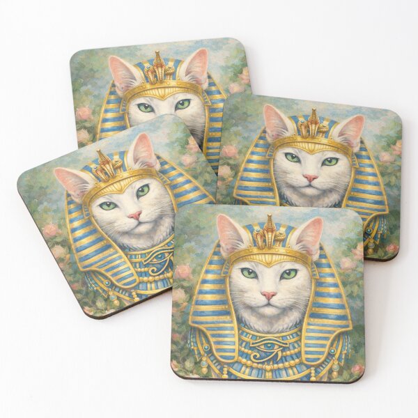 Item preview, White Pharaoh Cat – Sacred Eye of Horus Rose Portrait designed and sold by GulfSignature.