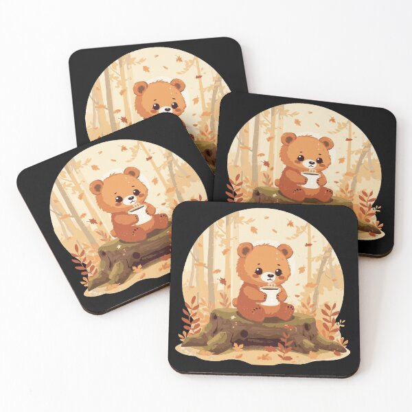 Item preview, Cute Bear Autumn Forest Cozy Fall Aesthetic Kawaii Bear Coffee Lover Nature Gift  designed and sold by Wild Shirt Studio.