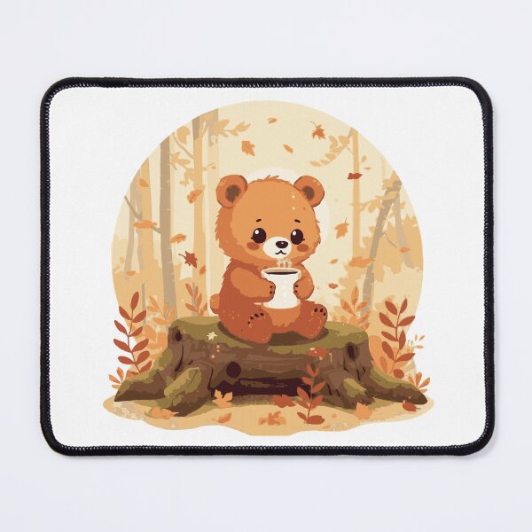 Item preview, Cute Bear Autumn Forest Cozy Fall Aesthetic Kawaii Bear Coffee Lover Nature Gift  designed and sold by Wild Shirt Studio.