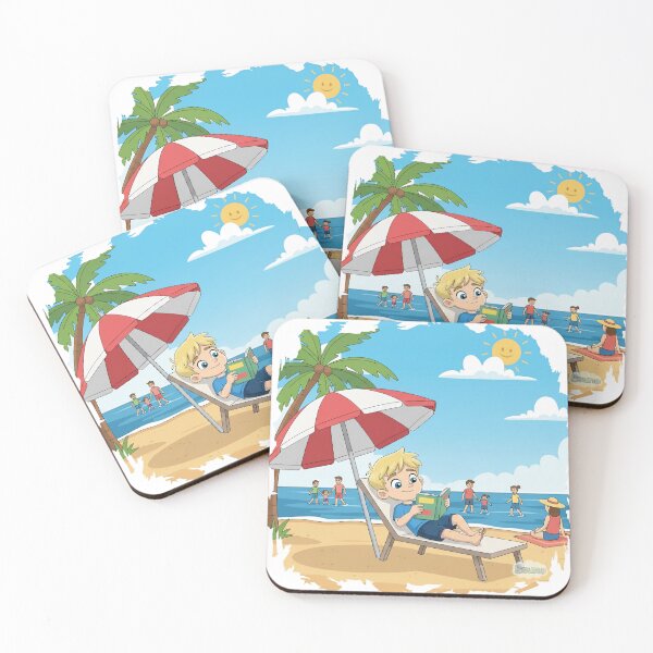 Item preview, Bouno Relaxing at the Beach - Summer Vacation Cartoon designed and sold by BounoWorld.