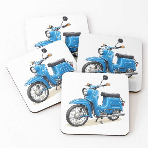 Item preview, Blue retro scooter, GDR Schwalbe fan art designed and sold by LLSwiss.