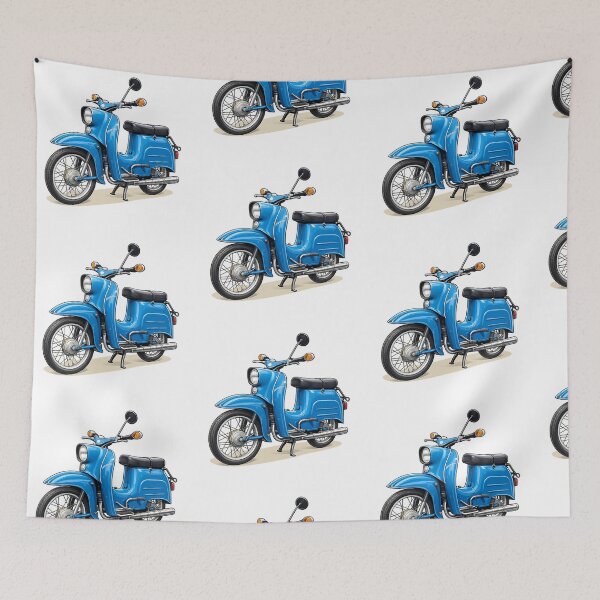 Item preview, Blue retro scooter, GDR Schwalbe fan art designed and sold by LLSwiss.