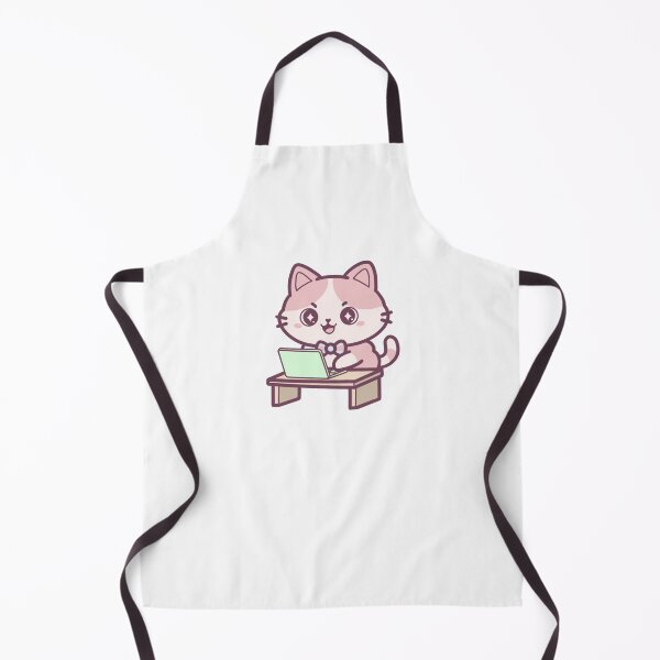 Item preview, Cute Working Cat with Laptop – Kawaii Study Kitty Cartoon designed and sold by cimong.