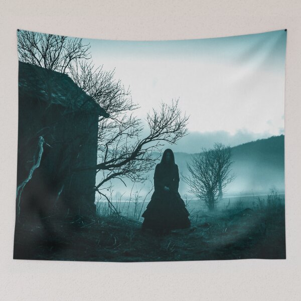 Item preview, Horror scene of a scary woman in the misty forest designed and sold by grande76.