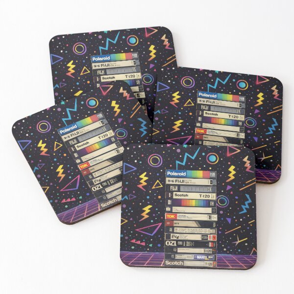 Item preview, Cintas VHS apiladas, papel tapiz retro de los 80 designed and sold by Cine8.
