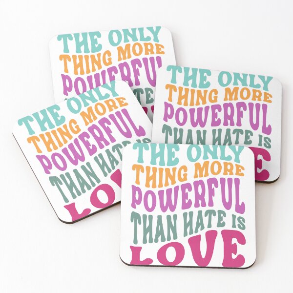 Item preview, Retro Love Over Hate Shirt – Colorful Groovy Typography Tee “The Only Thing More Powerful Than Hate Is Love” designed and sold by PixelWaveBD.