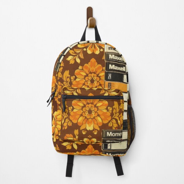 Item preview, Stacked VHS Tapes Retro 70s Floral Wallpaper Art designed and sold by Cine8.