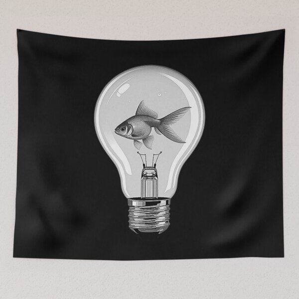 Item preview, Goldfish Swimming Inside a Lightbulb designed and sold by INSOMNIAC101.