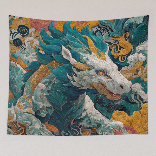Item preview, Mystical Qilin Guardian of Prosperity and Fortune Illustration designed and sold by imaginariumlab.