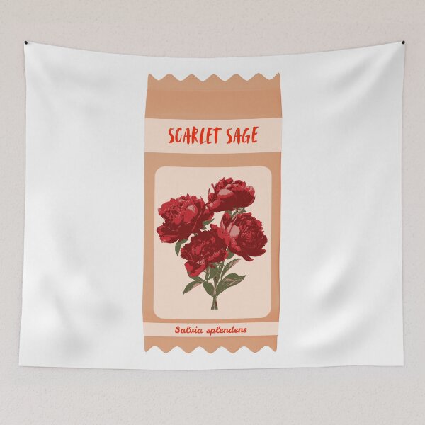 Item preview, Scarlet Sage Vintage Botanical Seed Packet Flower designed and sold by Sparkledust Creations.