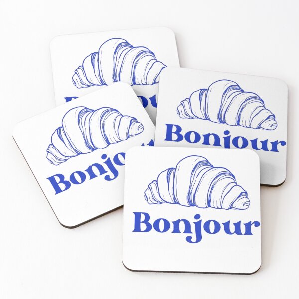 Item preview, Bonjour Croissant Blue Minimal Art designed and sold by SurfGlitch.