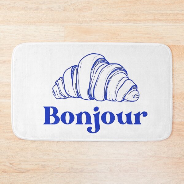 Item preview, Bonjour Croissant Blue Minimal Art designed and sold by SurfGlitch.