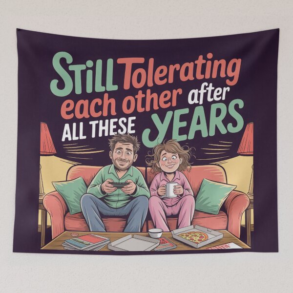 Item preview, Still Tolerating Each Other After All These Years – Funny Cozy Couple Anniversary designed and sold by Midnight Veil Designs.