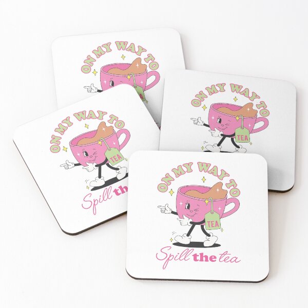 Item preview, on my way to spill the tea - cute pink teacup gossip design designed and sold by JinxyArtistry.