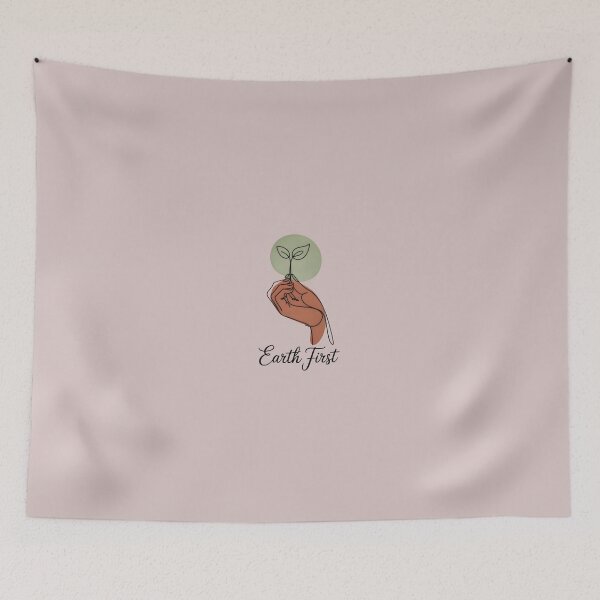 Item preview, Earth First Minimalist Line Art - Aesthetic Sustainability Design designed and sold by Mh87.