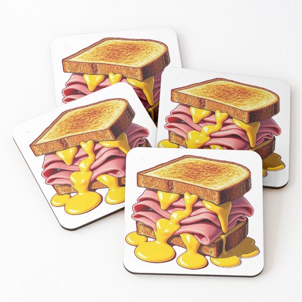 Item preview, Gooey Grilled Ham and Cheese Sandwich Illustration | Retro Food Art Design designed and sold by alizye.