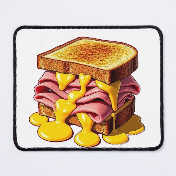 Item preview, Gooey Grilled Ham and Cheese Sandwich Illustration | Retro Food Art Design designed and sold by alizye.