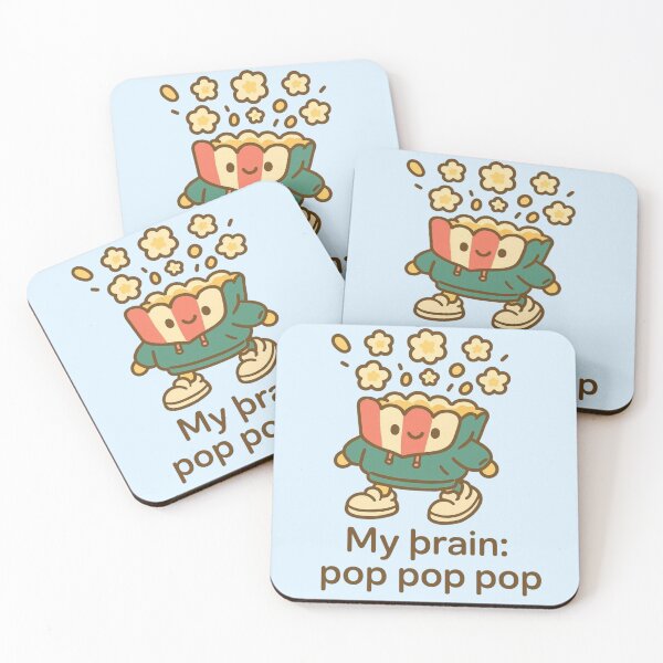 Item preview, My Brain Pop Pop Pop | Kawaii Popcorn Bucket Illustration  designed and sold by Aloloco.