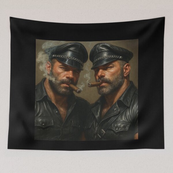 Item preview, Vintage Gay Leather Daddy Double Trouble Hyperrealism Gay Pride Graphic Design designed and sold by ItsAKinkThing.