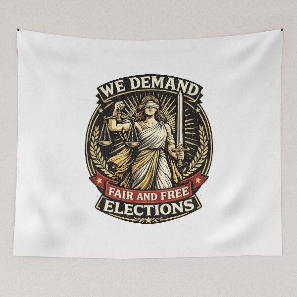 Item preview, We Demand Fair Free Elections Lady Justice  designed and sold by The Junto Shop.