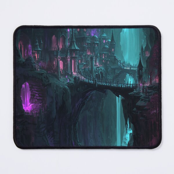 Item preview, Dark Elven Underground City Crystal Cavern Fantasy Art designed and sold by Kynura.
