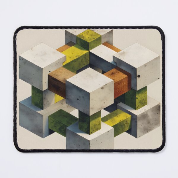 Item preview, Yellow Green Interlocking Cube Structure designed and sold by LuminousFoundry.