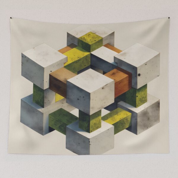 Item preview, Yellow Green Interlocking Cube Structure designed and sold by LuminousFoundry.