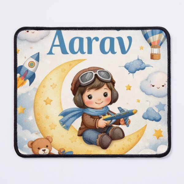 Item preview, Dream Big Personalized Baby Name Art – Cute Pilot Nursery Design – Moon Stars Kids Room Decor designed and sold by ArtByKapil.