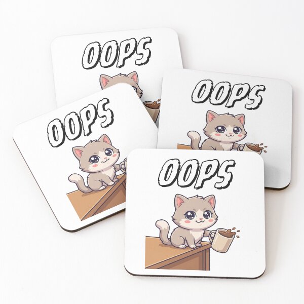 Item preview, Oops Cute Kawaii Cat Pushing Coffee Mug designed and sold by ZpawStudio.